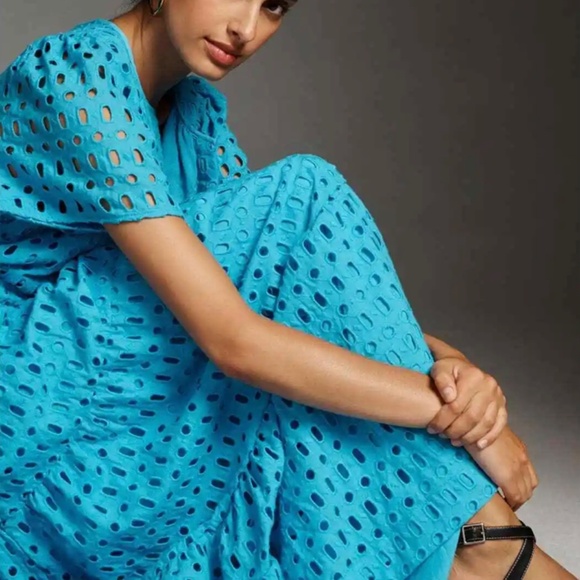 NWT Anthropologie Somerset Maxi Dress Eyelet Edition BLUE XL LAST ONE - Picture 3 of 9
